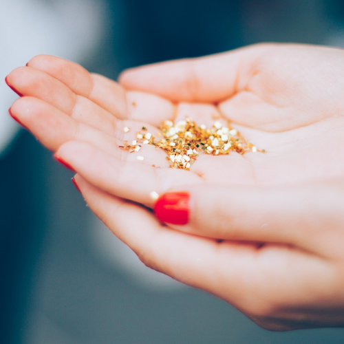 Handen glitters vierkant